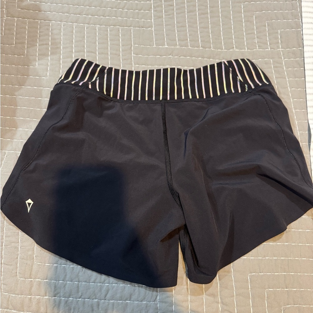 Ivivva Black Shorts with Multicolor Striped Waistband - Picture 4 of 4